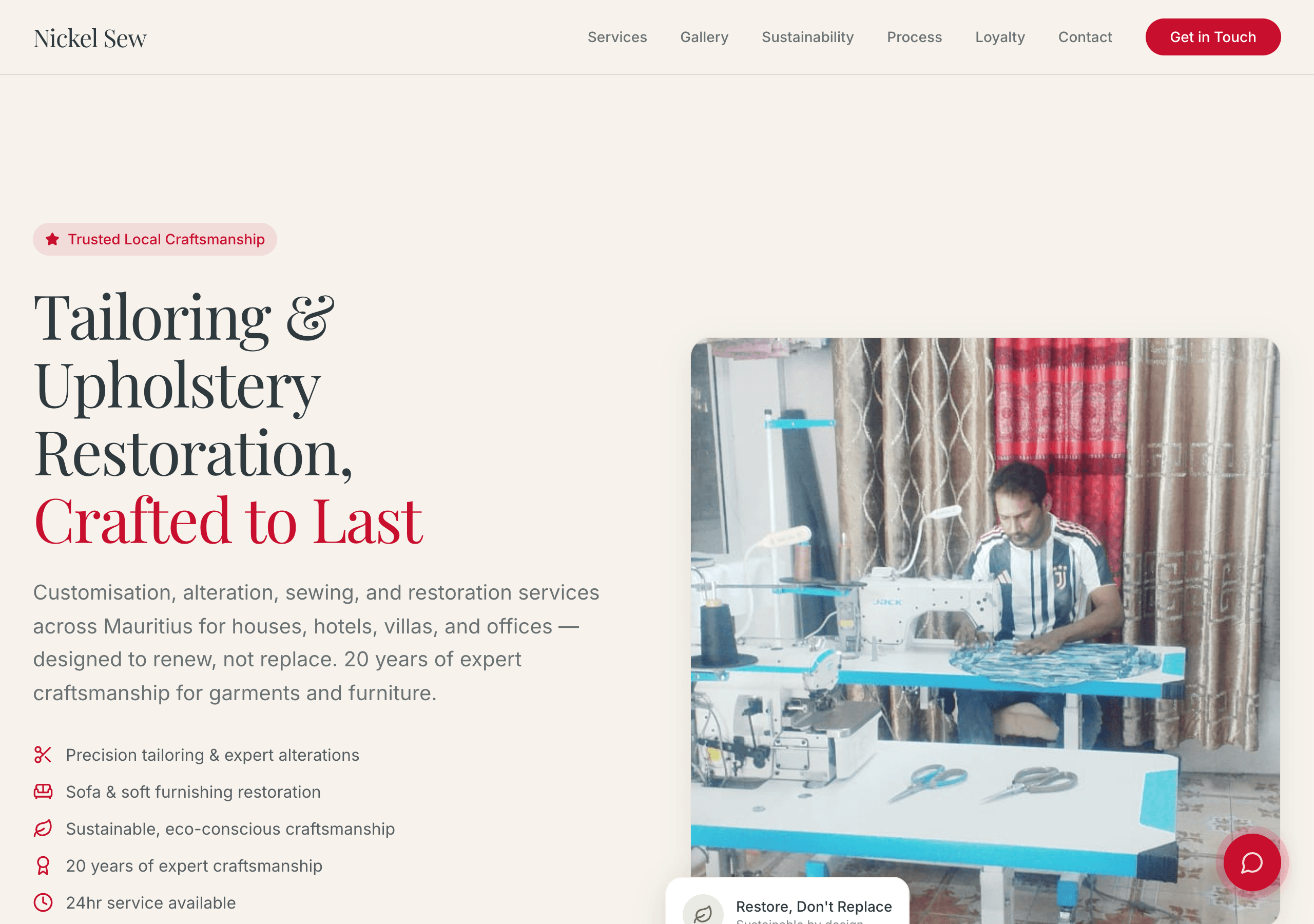 Nickel Sew website screenshot